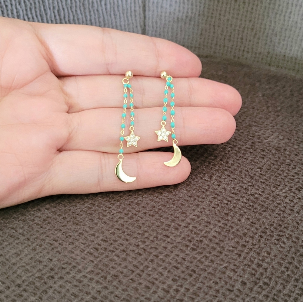 Elements Dangling Moon🌙 and Star⭐ Earrings - Picture 13 of 16
